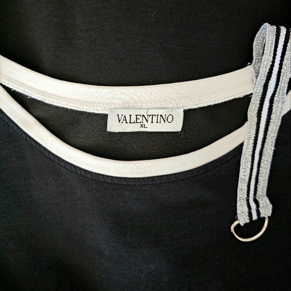 🇮🇹 Valentino Black & White Rhinestone Long Sleeve Top - Picture 15 of 16